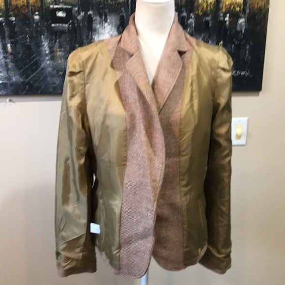 Talbots Plus Size Wool Blend Tan Tweed One Button 3 Pocket Blazer Jacket-16 - Picture 8 of 15